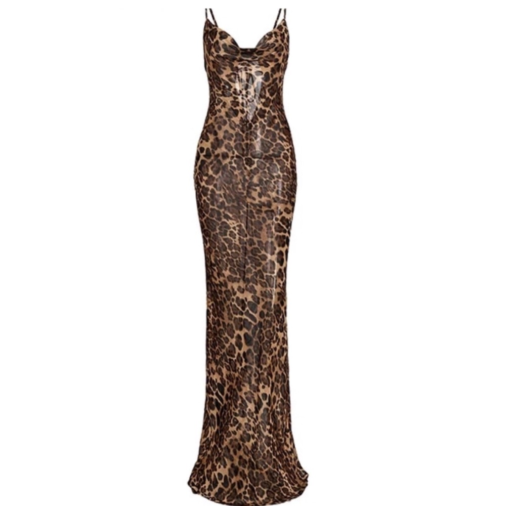 Leopard Sheer Maxi Dress